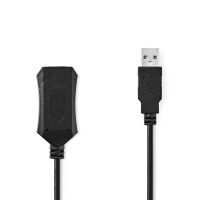 Nedis Aktive USB-Kabel / USB 2.0 / USB-A Stecker / USB-A Buchse / 480 Mbps / 10.0 m / Rund / Vernickelt / PVC / Kupfer / Label