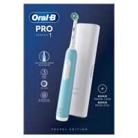Oral-B Pro Series 1 blau Elektrische Zahnbürste/Electric Toothbrush, 1 Aufsteckbürste, 3 Putzmodi und Drucksensor für Zahnpflege, Reiseetui