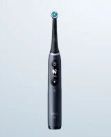 Oral-B iO 7 iO7 Elektrische Zahnbürste/Electric Toothbrush, Magnet-Technologie, 2 Aufsteckbürsten, 5 Putzmodi für Zahnpflege, Display & Reiseetui, Designed by Braun, black onyx