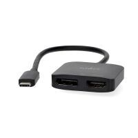 Nedis USB-C™ Adapter / USB 3.2 Gen 1 / USB-C™ Stecker / DisplayPort Buchse / HDMI™ Ausgang / 8K@30Hz / 0.20 m / Rund / Vernickelt / Schwarz / Box