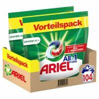 Ariel Waschmittel Pods All-in-1, Waschmittel 104 Waschladungen, Universal+, Kraftvolle Fleckenentfernung in nur 1 Waschgang