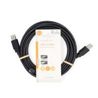 Nedis USB-Kabel / USB 2.0 / USB-A Stecker / USB-A Stecker / 480 Mbps / Vernickelt / 5.00 m / Rund / PVC / Schwarz / Label