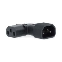 Nedis Extension Plug / IEC-320-C13 / IEC-320-C14 / Links abgewinkelt / Vernickelt / PVC / Schwarz / Box / 1 Stück