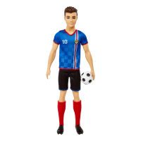 Mattel Ken Fußballspieler-Puppe, kurze Haare, Trikot mit der Nummer 10, Fußball, Stollenschuhe, Stut