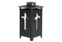 Grablaterne Metall mit Kreuz 14x14x25cm schwarz