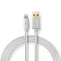 Nedis Lightning Kabel / USB 2.0 / Apple Lightning 8-Pin / USB-A Stecker / 480 Mbps / Vergoldet / 2.00 m / Rund / Geflochten / Nylon / Aluminium / Verpackung mit Sichtfenster