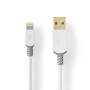 Nedis Lightning Kabel / USB 2.0 / Apple Lightning 8-Pin / USB-A Stecker / 480 Mbps / Vergoldet / 2.00 m / Rund / PVC / Grau / Weiss / Box