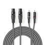 Nedis Balanced Audio-Kabel / 2x XLR 3-Pin Buchse / 2x RCA Stecker / Vernickelt / 1.50 m / Rund / PVC / Dunkelgrau / Kartonhülle