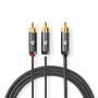 Nedis Subwoofer Kabel| RCA| 2x Stecker| Vergoldet| 3.00 m| rund| 4.5 mm| - Cable - Audio/Multimedia