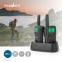 Nedis Walkie-Talkie-Set / 2 Hörer / Bis zu 10 km / Frequenzkanäle: 8 / PTT / VOX / Bis zu 6 Hours / Ladestation enthalten / Kopfhörerausgang / Schwarz