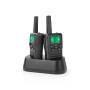 Nedis Walkie-Talkie-Set / 2 Hörer / Bis zu 10 km / Frequenzkanäle: 8 / PTT / VOX / Bis zu 6 Hours / Ladestation enthalten / Kopfhörerausgang / Schwarz