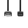 Nedis USB-Kabel / USB 2.0 / USB-A Stecker / USB Micro-B Stecker / 480 Mbps / Vernickelt / 1.00 m / Flach / PVC / Schwarz / Umschlag