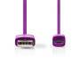 Nedis USB-Kabel / USB 2.0 / USB-A Stecker / USB Micro-B Stecker / 2.5 W / 480 Mbps / Vernickelt / 1.00 m / Flach / PVC / Violett / Plastikbeutel