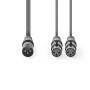 Nedis Balanced Audio-Kabel / XLR 3-Pin Stecker / 2x XLR 3-Pin Buchse / Vernickelt / 1.50 m / Rund / PVC / Dunkelgrau / Kartonhülle