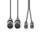 Nedis Balanced Audio-Kabel / 2x XLR 3-Pin Stecker / 2x RCA Stecker / Vernickelt / 1.50 m / Rund / PVC / Dunkelgrau / Kartonhülle