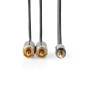 Nedis Stereo-Audiokabel / 3.5 mm Stecker / 2x RCA Stecker / Vergoldet / 1.00 m / Rund / Grau / Gun Metal Grau / Verpackung mit Sichtfenster