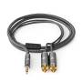 Nedis Stereo-Audiokabel / 3.5 mm Stecker / 2x RCA Stecker / Vergoldet / 1.00 m / Rund / Grau / Gun Metal Grau / Verpackung mit Sichtfenster