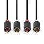 Nedis Stereo-Audiokabel / 2x RCA Stecker / 2x RCA Stecker / Vergoldet / 0.50 m / Rund / Anthrazit / Box