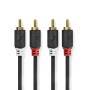 Nedis Stereo-Audiokabel / 2x RCA Stecker / 2x RCA Stecker / Vergoldet / 0.50 m / Rund / Anthrazit / Box