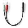 Nedis Stereo-Audiokabel| 3.5 mm Buchse| 2x 3.5 Stecker| Vergoldet| 0.12 m| Rund|