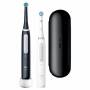 Oral-B iO 4 iO4 Doppelpack Elektrische Zahnbürste/Electric Toothbrush, Magnet-Technologie, 2 Aufsteckbürsten, 4 Putzmodi für Zahnpflege, Reiseetui, Designed by Braun, matt black/quite white