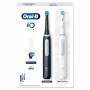 Oral-B iO 4 iO4 Doppelpack Elektrische Zahnbürste/Electric Toothbrush, Magnet-Technologie, 2 Aufsteckbürsten, 4 Putzmodi für Zahnpflege, Reiseetui, Designed by Braun, matt black/quite white