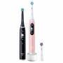 Oral-B iO 6 iO6 Doppelpack Elektrische Zahnbürste/Electric Toothbrush mit revolutionärer Magnet-Technologie, 5 Putzmodi & Display, 3 Aufsteckbürsten, black lava/pink sand