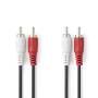 Nedis Stereo-Audiokabel / 2x RCA Stecker / 2x RCA Stecker / Vernickelt / 10.0 m / Rund / Red / Weiss / Label