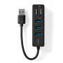 Nedis USB-Hub / USB-A Stecker / 3x USB A Buchse / 5-Port port(s) / USB 3.2 Gen 1 / Stromversorgung über USB / 5 Gbps / SD & MicroSD