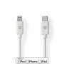 Nedis Lightning Kabel / USB 2.0 / Apple Lightning 8-Pin / USB-C™ Stecker / 480 Mbps / Vernickelt / 2.00 m / Rund / PVC / Weiss / Label