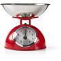 Nedis KASC110RD - Mechanical kitchen scale - 5 kg - 25 g - Red - Stainless steel - Stainless steel - Steel - Countertop