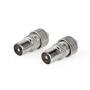 Nedis IEC (Coax) Stecker / Gerade / Stecker / Vernickelt / 75 Ohm / Schraube / Kabeleingangsdurchmesser: 7.0 mm / Metall / Silber / 2 Stück / Box