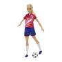 Mattel Barbie Fußballspielerin-Puppe, blond, Trikot mit der Nummer 9, Fußball, Stollenschuhe, Stutze